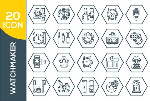 Watchmaker , Thin Line and Pixel Perfect Icons . Outline set of watch repair  Stock Illustration