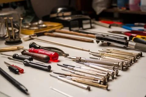 Watchmaker toolkit Stock Photos