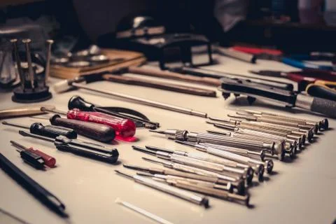 Watchmaker toolkit Stock Photos