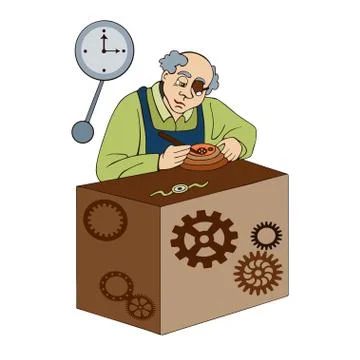 Watchmaker on a white background Stock Illustration