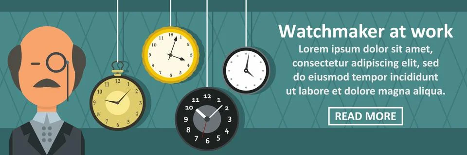 Watchmaker at work banner horizontal concept Stock Illustration