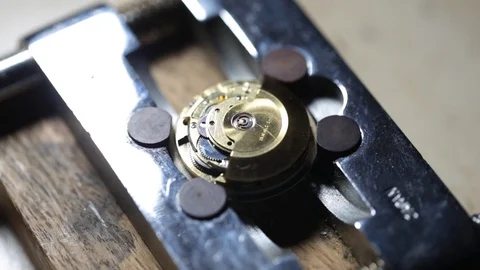 Watchmaker workshop repair watch Stock Footage 98424425