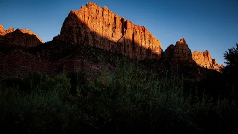 The Watchman at Sunset 4K Motion Timelapse Zion National Park Stock Footage 112087246
