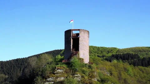 Watchtower of the Esch-sur-Sure Castle. Stock Footage 50199302