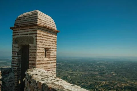 Watchtower made of bricks and wall at the Marvao Castle Stock Photos