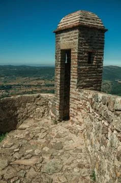 Watchtower made of bricks and wall at the Marvao Castle Foto stock