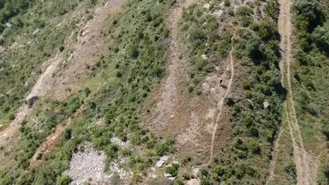Watchtower on the mountain. Aerial view Stock Footage 146579510