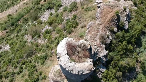 Watchtower on the mountain. Aerial view Stock Footage 146579527