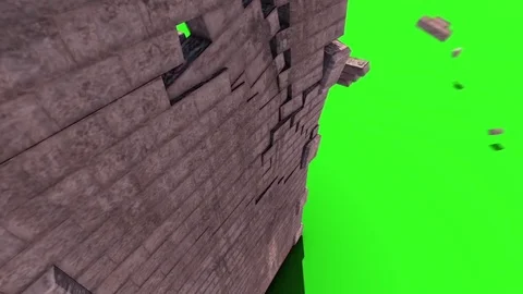 Watchtower Prison Tower Crash Explosion Green Screen Close up Destruction 3D Stock Footage 83534321