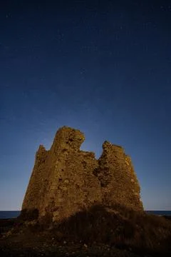Watchtower in a starry night Foto stock