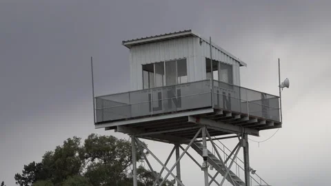 Watchtower of United Nations in buffer zone in Nicosia, Cyprus Stock Footage 234306948