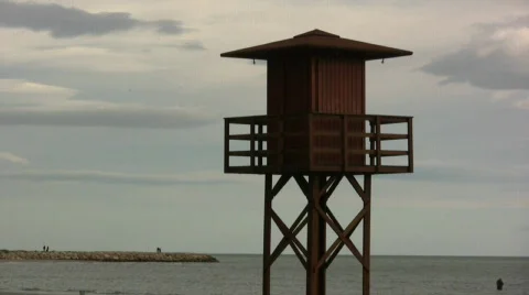 Watchtower for vigilance at the beach 스톡 동영상 302452