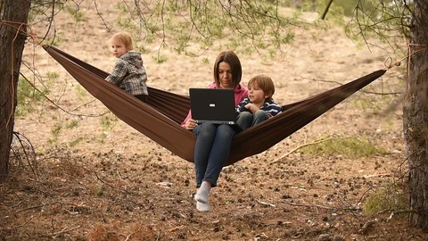 Watcing the movie in the forest Stock-Footage 127982817