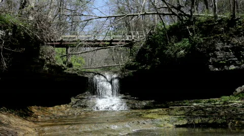 Watefall with Walking Bridge above 스톡 동영상 706158