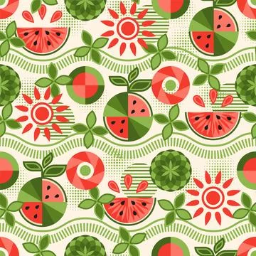 Watemelon pattern in simple geometric style. Stock Illustration