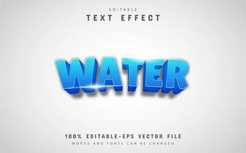 Water 3d blue gradient text effect Stock Illustration