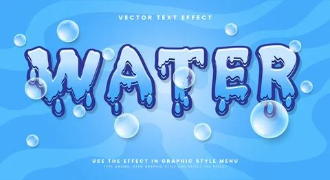 Water 3d editable text effect Template Stock Illustration