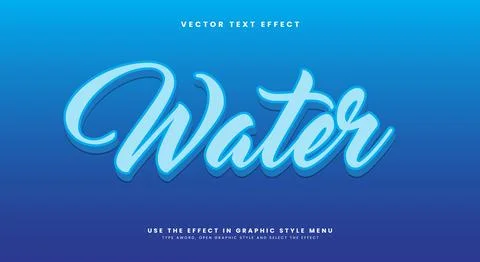 Water 3d editable text effect Template Stock Illustration