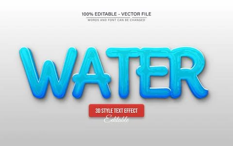 Water 3d style text effect editable Stock Illustration