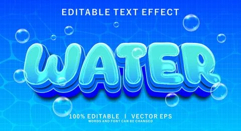 Water 3d vector text effect with modern style design Illustrazione stock