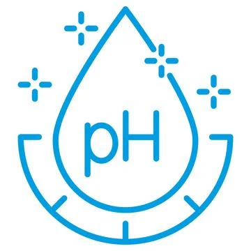 Water Acidity pH. Liquid drop outline pictogram with scale and text Illustrazione stock