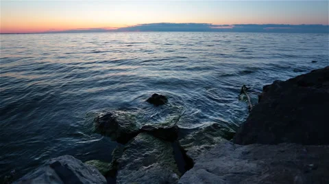 Water Against the Rocks with Audio Stock Footage 57729982