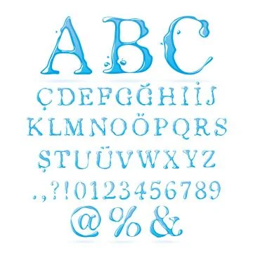 Water alphabet Upper Case Stock Illustration