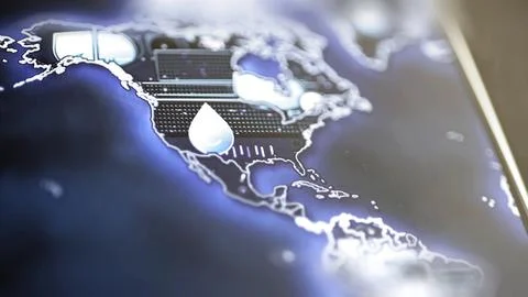Water and server assets across North America Stock Photos