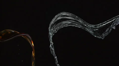 Water and soft drink splash collision in the air, Slow Motion Stock Footage 31819751