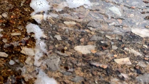 Water and Suds Flowing Down a Storm Drain Stock Footage 79330206