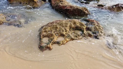 Water around rocks Stock Footage 104379275