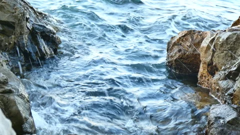 Water around rocks Stock Footage 148790861