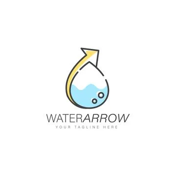 Water arrow logo design linear style Stock Illustration