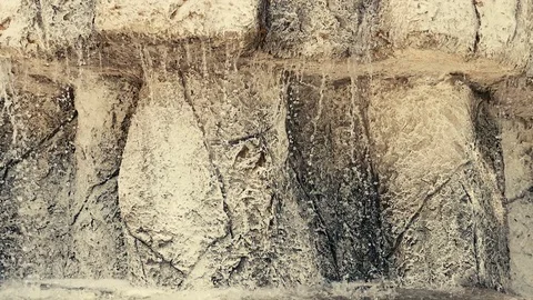 Water in artifical waterfall going down Stock Footage 83664164