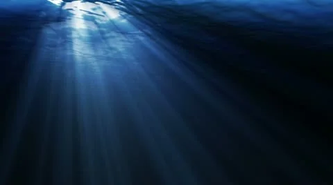 WATER BACKGROUND. Underwater with Ray of Light Stock Footage