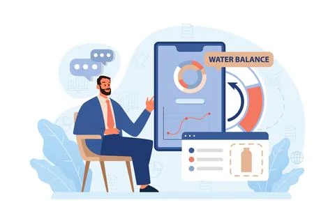 Water balance tracking. Active and healthy lifestyle. Modern lifestyle Stock Illustration