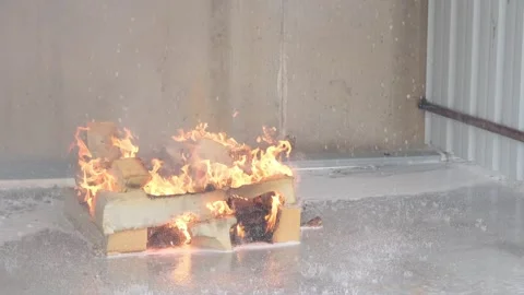 Water Based Fire Suppression System in Action Stock Footage 301000685