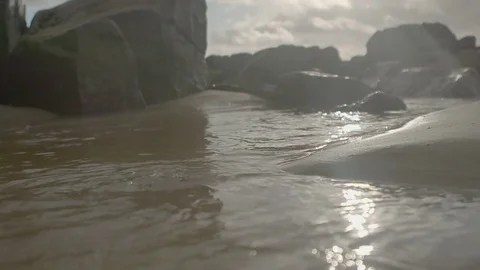 Water on the beach at sunrise Video stock 74070004