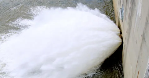 Water being released from outlet at high velocity (Hoover Dam) Stock Footage 294293836