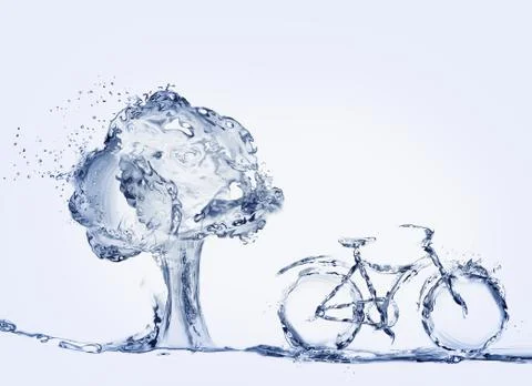 Water Bicycle and Tree Stock Illustration