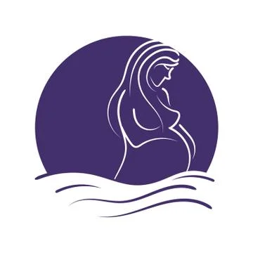 Water birth logo design vector woman and nature symbol illustration Stock Illustration