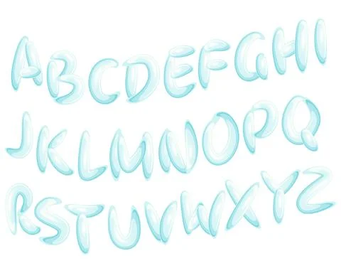 Water blobs vector alphabet isolated on white background. Stock Illustration