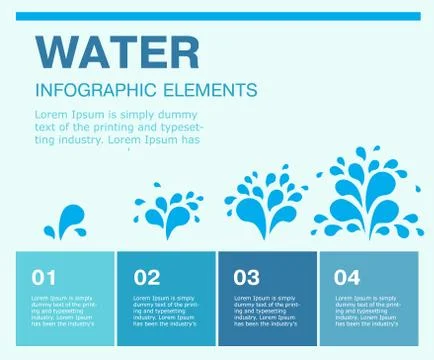 Water blue design elements. Process chart. 4 steps, options, par Stockillustratie