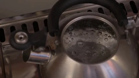 Water boiling in kettle Video stock 79658142