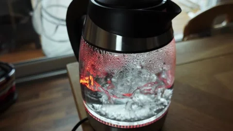 Water boiling in a  kettle 스톡 동영상 161489676