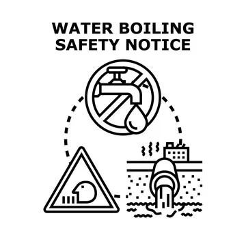 Water boiling safety notice for contaminated drinking water Stock Illustration