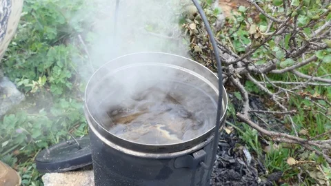 Water boils in the pot Stock-Footage 116725264