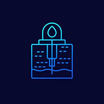 Water borehole line vector icon Stock Illustration