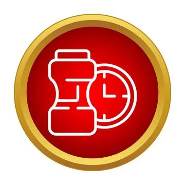 Water bottle and clock icon for fitness workout timing Stock Illustration