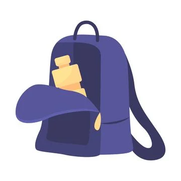 Water bottle in backpack semi flat color vector object 스톡 일러스트